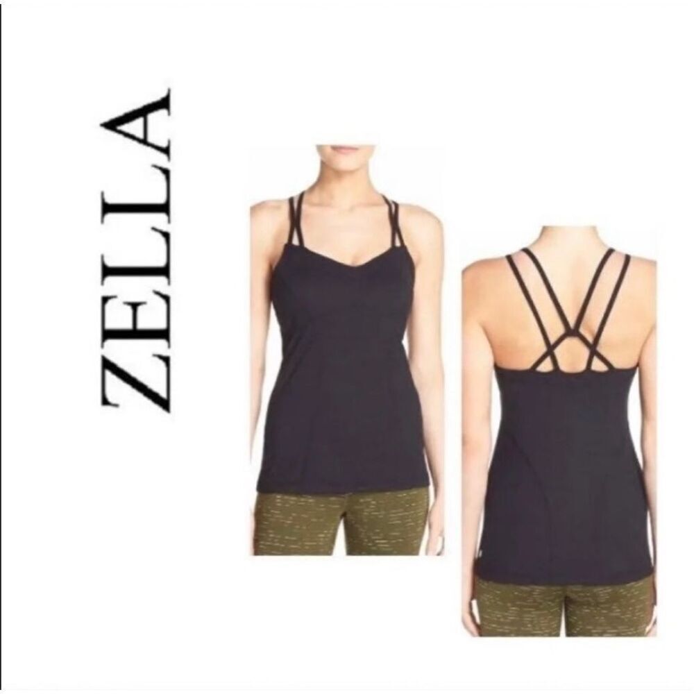 ZELLA Jewel Strappy Back Workout Tank Built In Bra Size Medium